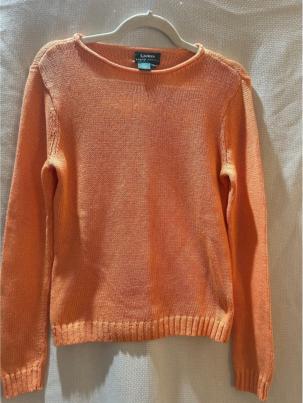 Lauren Ralph Lauren Women's Orange Cotton Knit Sweater Size Small